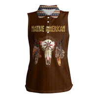 Native Skull Christmas Design Women Sleeveless Polo Shirt Xmas Holiday Patterns - Wonder Print Shop