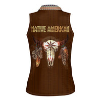 Native Skull Christmas Design Women Sleeveless Polo Shirt Xmas Holiday Patterns - Wonder Print Shop