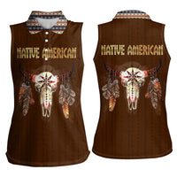 Native Skull Christmas Design Women Sleeveless Polo Shirt Xmas Holiday Patterns - Wonder Print Shop