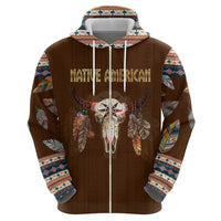 Native Skull Christmas Design Zip Hoodie Xmas Holiday Patterns - Wonder Print Shop