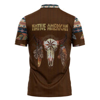 Native Skull Christmas Design Zipper Polo Shirt Xmas Holiday Patterns - Wonder Print Shop