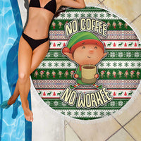 No Coffee No Workee Christmas Design Beach Blanket Xmas Holiday Patterns - Wonder Print Shop