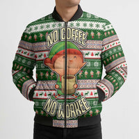 No Coffee No Workee Christmas Design Bomber Puffer Jacket Xmas Holiday Patterns - Wonder Print Shop