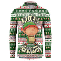 No Coffee No Workee Christmas Design Button Sweatshirt Xmas Holiday Patterns - Wonder Print Shop