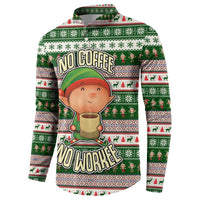 No Coffee No Workee Christmas Design Button Sweatshirt Xmas Holiday Patterns - Wonder Print Shop