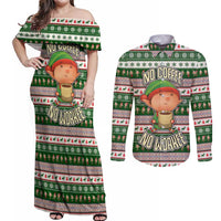 No Coffee No Workee Christmas Design Couples Matching Off Shoulder Maxi Dress and Long Sleeve Button Shirt Xmas Holiday Patterns - Wonder Print Shop