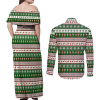 No Coffee No Workee Christmas Design Couples Matching Off Shoulder Maxi Dress and Long Sleeve Button Shirt Xmas Holiday Patterns - Wonder Print Shop
