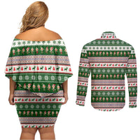 No Coffee No Workee Christmas Design Couples Matching Off Shoulder Short Dress and Long Sleeve Button Shirt Xmas Holiday Patterns - Wonder Print Shop