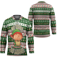 No Coffee No Workee Christmas Design Hockey Jersey Xmas Holiday Patterns - Wonder Print Shop