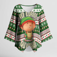 No Coffee No Workee Christmas Design Kimono Sleeve Blouse Xmas Holiday Patterns - Wonder Print Shop