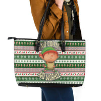 No Coffee No Workee Christmas Design Leather Tote Bag Xmas Holiday Patterns - Wonder Print Shop