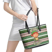 No Coffee No Workee Christmas Design Leather Tote Bag Xmas Holiday Patterns - Wonder Print Shop
