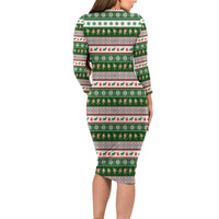 No Coffee No Workee Christmas Design Long Sleeve Bodycon Dress Xmas Holiday Patterns - Wonder Print Shop
