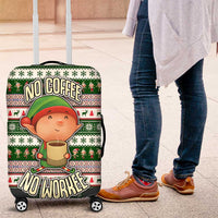 No Coffee No Workee Christmas Design Luggage Cover Xmas Holiday Patterns - Wonder Print Shop