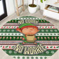 No Coffee No Workee Christmas Design Round Carpet Xmas Holiday Patterns - Wonder Print Shop