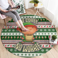 No Coffee No Workee Christmas Design Round Carpet Xmas Holiday Patterns - Wonder Print Shop