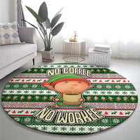 No Coffee No Workee Christmas Design Round Carpet Xmas Holiday Patterns - Wonder Print Shop