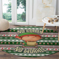 No Coffee No Workee Christmas Design Round Carpet Xmas Holiday Patterns - Wonder Print Shop