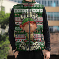 No Coffee No Workee Christmas Design Sleeveless Puffer Jacket Xmas Holiday Patterns - Wonder Print Shop