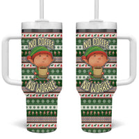 No Coffee No Workee Christmas Design Tumbler With Handle Xmas Holiday Patterns - Wonder Print Shop