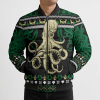 Octopus Cool Christmas Design Bomber Puffer Jacket Xmas Holiday Patterns - Wonder Print Shop