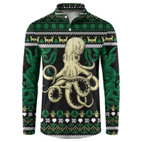 Octopus Cool Christmas Design Button Sweatshirt Xmas Holiday Patterns - Wonder Print Shop