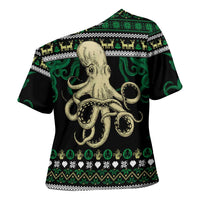 Octopus Cool Christmas Design Cross Shoulder Shirt Xmas Holiday Patterns - Wonder Print Shop