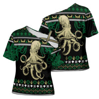 Octopus Cool Christmas Design Cross Shoulder Shirt Xmas Holiday Patterns - Wonder Print Shop