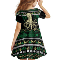 Octopus Cool Christmas Design Kid Short Sleeve Dress Xmas Holiday Patterns - Wonder Print Shop