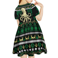 Octopus Cool Christmas Design Kid Short Sleeve Dress Xmas Holiday Patterns - Wonder Print Shop