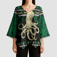 Octopus Cool Christmas Design Kimono Sleeve Blouse Xmas Holiday Patterns - Wonder Print Shop