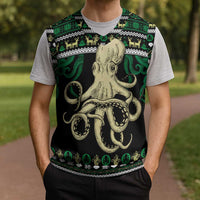 Octopus Cool Christmas Design Christmas Knitted V-Neck Vest Xmas Holiday Patterns - Wonder Print Shop