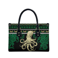Octopus Cool Christmas Design Leather Bag Xmas Holiday Patterns - Wonder Print Shop