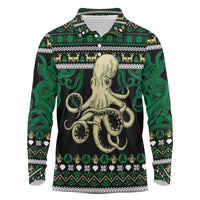 Octopus Cool Christmas Design Long Sleeve Polo Shirt Xmas Holiday Patterns - Wonder Print Shop
