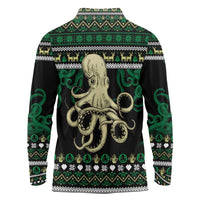 Octopus Cool Christmas Design Long Sleeve Polo Shirt Xmas Holiday Patterns - Wonder Print Shop