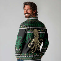 Octopus Cool Christmas Design Long Sleeve Polo Shirt Xmas Holiday Patterns - Wonder Print Shop