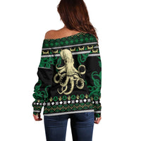 Octopus Cool Christmas Design Off Shoulder Sweater Xmas Holiday Patterns - Wonder Print Shop