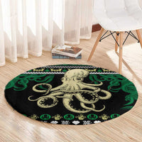 Octopus Cool Christmas Design Round Carpet Xmas Holiday Patterns - Wonder Print Shop