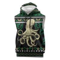 Octopus Cool Christmas Design Sleeveless Hoodie Xmas Holiday Patterns - Wonder Print Shop