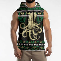 Octopus Cool Christmas Design Sleeveless Hoodie Xmas Holiday Patterns - Wonder Print Shop