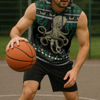 Octopus Cool Christmas Design Sleeveless Hoodie Xmas Holiday Patterns - Wonder Print Shop