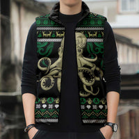 Octopus Cool Christmas Design Sleeveless Puffer Jacket Xmas Holiday Patterns - Wonder Print Shop