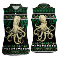 Octopus Cool Christmas Design Women Sleeveless Polo Shirt Xmas Holiday Patterns - Wonder Print Shop