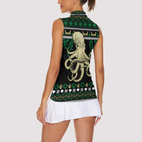 Octopus Cool Christmas Design Women Sleeveless Polo Shirt Xmas Holiday Patterns - Wonder Print Shop