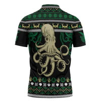 Octopus Cool Christmas Design Zipper Polo Shirt Xmas Holiday Patterns - undefined