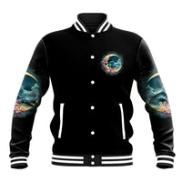 Hello Darkness My Old Friend Crescent Moon Skull Baseball Jacket - Wonder Print Shop