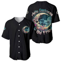 Hello Darkness My Old Friend Crescent Moon Skull Baseball Jersey - Wonder Print Shop