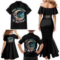 Hello Darkness My Old Friend Crescent Moon Skull Family Matching Mermaid Dress and Hawaiian Shirt - Wonder Print Shop