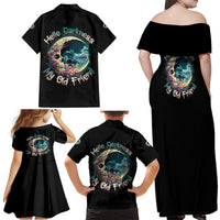 Hello Darkness My Old Friend Crescent Moon Skull Family Matching Off Shoulder Maxi Dress and Hawaiian Shirt - Wonder Print Shop