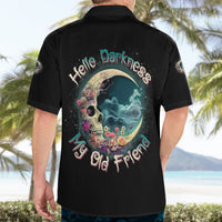 Hello Darkness My Old Friend Crescent Moon Skull Hawaiian Shirt - Wonder Print Shop
